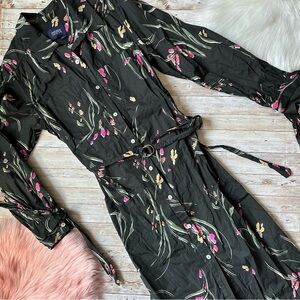 Marchesa Notte Women’s Floral Printed Shirtdress | Black | size 6 | Shirt Dress